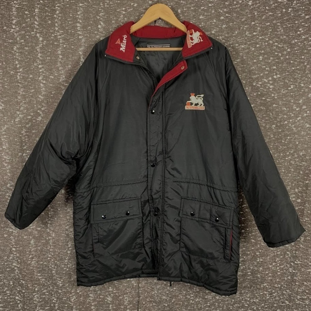 VTG Mitre FA Premier League Official Sideline Parka Jacket Embroidered Logo 90s